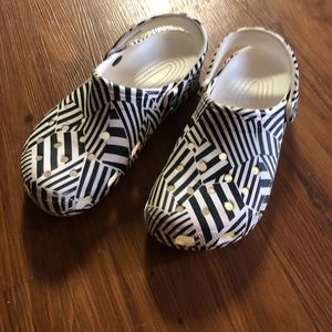 Black and white crocs